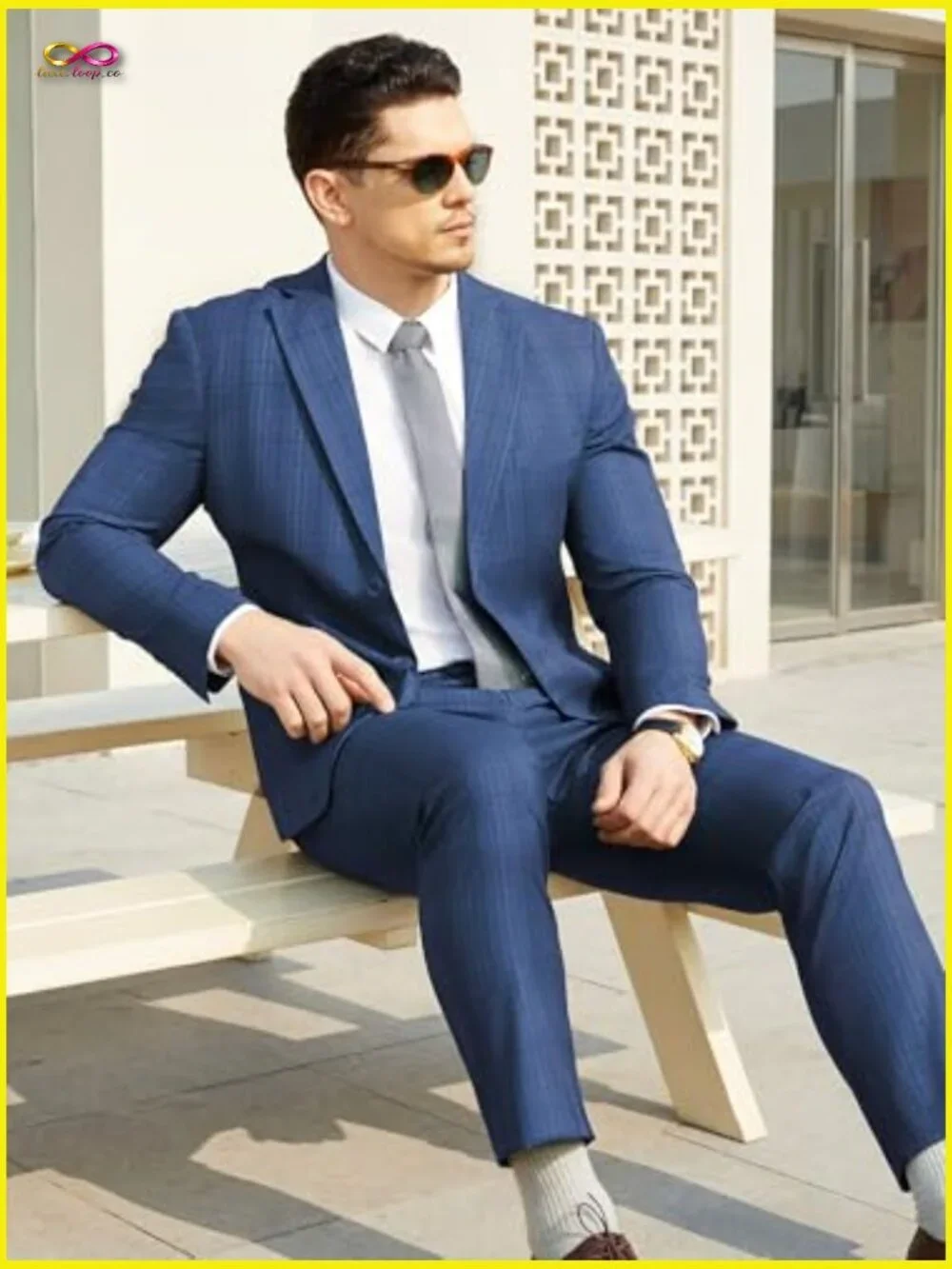Slim Fit Plaid Suit Set Modern Classic Business Casual Wedding Office Formal